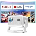 ?1900 ANSI & Officially-Licensed APP?Smart 4K Projector with WiFi and Bluetooth, VISSPL Auto Focus Portable Outdoor Projector, Movie Home Theater Proyector with 360° Adjustable Stand