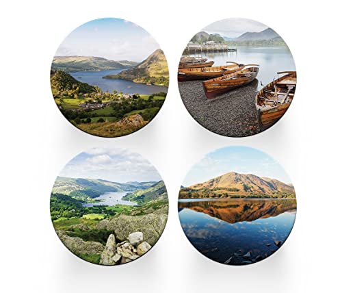 4 x sottobicchieri rotondi Lake District – Inghilterra GB set da viaggio tema donne riscaldamento casa cerchio bevande cucina decorazione tavolo decorazione regalo #77914