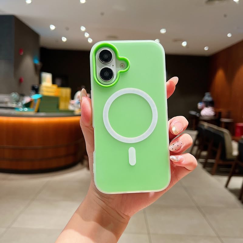 Image of LuxuryKase Magnetic Silicone Candy Case for iPhone 16 | MagSafe Compatible | Slim Protective Case | Lightweight & Flexible | Wireless Charging | Soft Matte Finish - Green