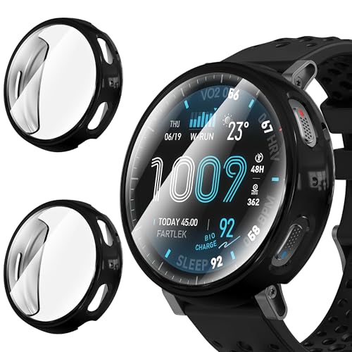 Suoman for Amazfit Active Max�ی�P�[�X ���Ȃ₩��TPU�f�ޕی�J�o�[-�u���b�N+�u���b�N