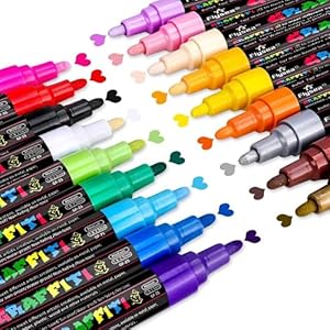 Emooqi Set schilderstiften, 18 kleuren, acrylstiften, markeerstiften, 2-3 mm, sneldrogend, premium verfmarker, voor doe…