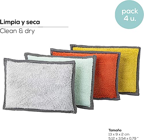 VIGAR Schwamm, doppelseitig, Mikrofaser-Material, super saugfähig und weich, mittelgroß, 4 Stück