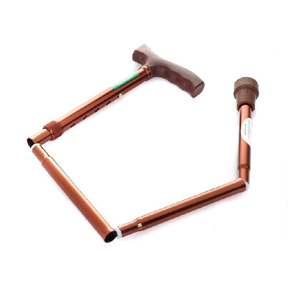 Bastone da passeggio pieghevole Stampelle telescopiche Canne in alluminio regolabili in altezza, Marrone 80-90 cm, Alpinista anziano, Desiderio di viaggiare