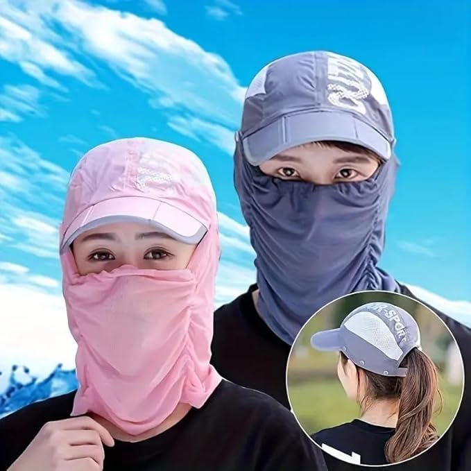 MURTISIDDH Polyester Summer Sun Protection Cap Mask for Summer Outdoor Cycling UV Sun Protection Block Hat Protection Face Cover Scarf Mask for Women & Girls Bike Fishing Cycling (Multicolour) 1