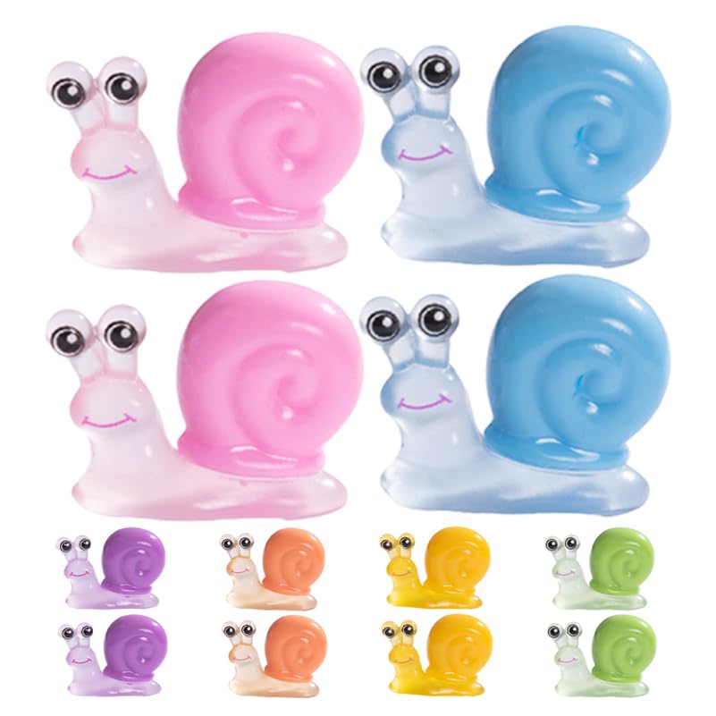 Kisangel Caracoles Miniatura, Caracol Micro Paisaje Luminoso De Resina - Adornos Coloridos para JardíN DIY DecoracióN De Casa De MuñEcas 12 Piezas