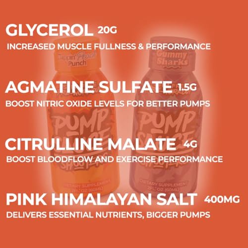 Image of Pump Sauce Pre-Workout Shooters - 2 oz Bottles, 12 Pack, Sour Gummy Worms and Clappin Peach Punch, No Caffeine, Full Spectrum Liquid, Gluten Free, Vegan, Zero Sugar