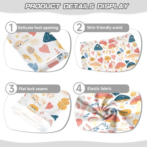 KLL Seamless Design Safari Mushroom Toddler Girls Athletic Leggings Comfortable High Waisted Dance Pants Running3