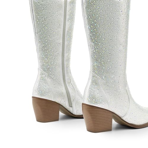 Image of DREAM PAIRS Womens Cowboy Knee High Chunky Heel Boots