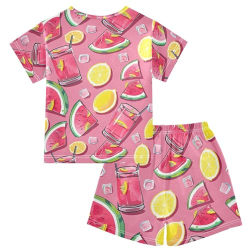 ALAZA Watermelon Slices Lemon Pajamas Short Sleeve 2 Piece Sleepwear Top and Bottom Pajama Set Unisex2