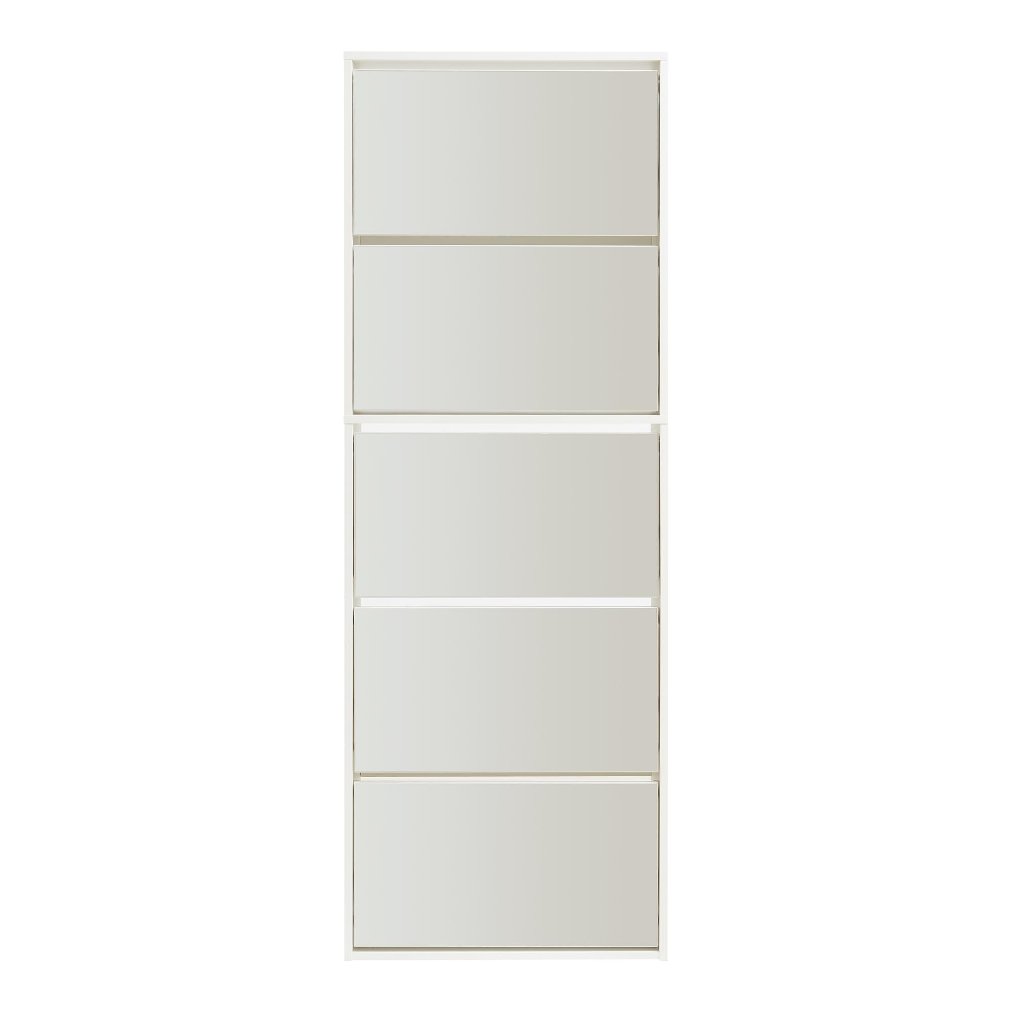 [en.casa] Armario Zapatero con Espejo Lund Mueble Zapatero con 5 Puertas Abatibles Organizador de Zapatos para 20 Pares de Calzado 169 x 60 x 24 cm Blanco