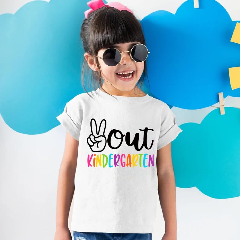 Image of Kindergarten Graduation Shirt Kids Girls Boys Peace Out Kindergarten Shirts Cute Last Day of School Short Sleeve Tops