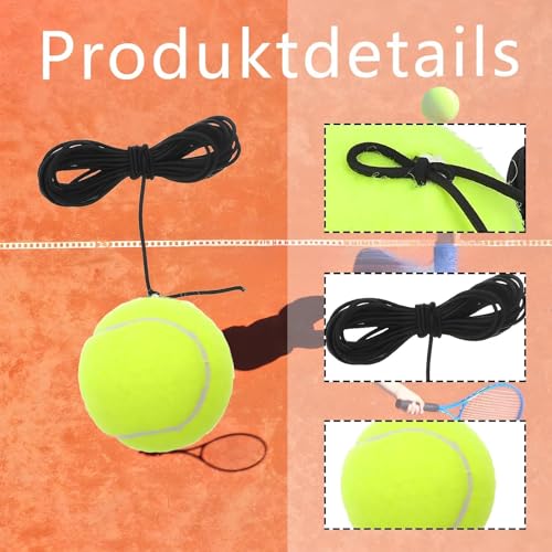 ClcIosis 4 Stück Tennisball Mit Schnur Twistball Ersatzball Ball An Der Schnur, Für Einzelübungen Tennisball Mit Elastic Rubber String, Anfänger-Trainingsball Selbstlernender Für Gerichte, 15 Jahre+