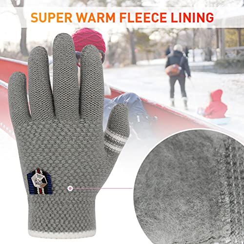 Image of Winter Gloves for Toddler Kids - 3 Pairs Boys Girls Soft Warm Wool Lined Gloves Full Finger Children Knit Gloves