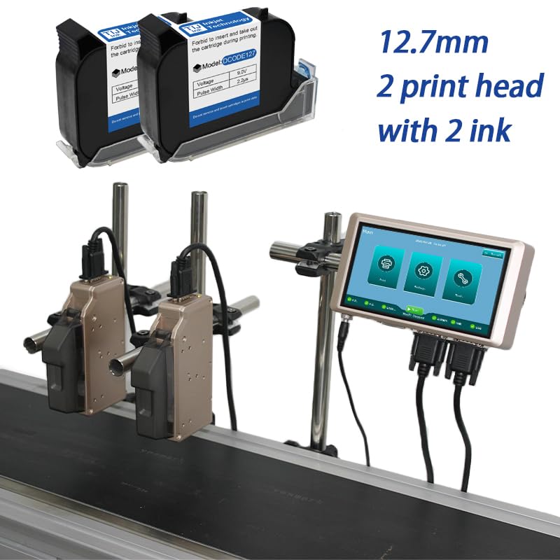Image of PRX1000 Thermal Inkjet Printer 6.5inch Capacitive Screen Online Inkjet Printer Expiry Date Text Barcode Batch Number Coder(2 Print Heads 2 Inks)