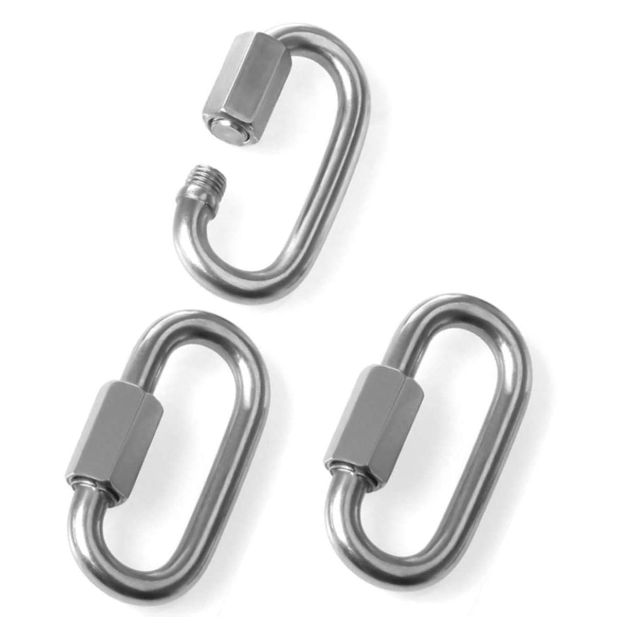 REZNOR Heavy Duty Oval Shape Galvanized Steel Screw Link Snap Hook Carabiner/Hook Swing Connector Multipurpose, SnapHook for Weight-Lifting Mountain Swinging Climbing Gym Silver (Pack of 2) — Amazon image 13