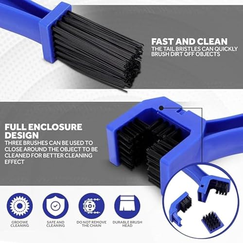 Image of Bike Chain Cleaning Brush Pack of 2 | Chain Cleaner Tool for Motorcycle, Bicycle & Scooter Chain, Sprocket and Gear Cleaning (Black & blue)
