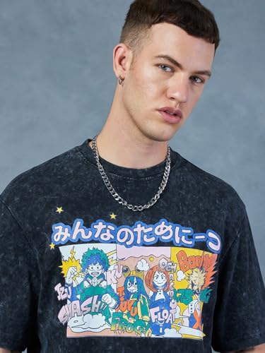 Image of Bewakoof Anime Men's Cotton Printed Oversized Fit Half Sleeve T-Shirt | Casual Wear | Street Wear | Oversized t Shirt for Men Cotton | Baggy