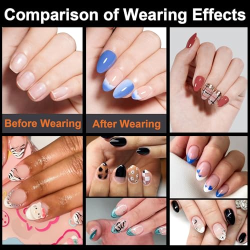 BlueZOO Soft Gel Almond Nail Tips 600Pcs, Full Cover Salon Home DIY