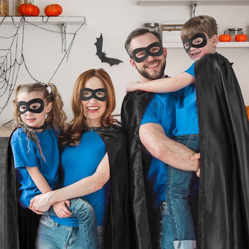 Leyndo 16 Sets Heroic Party Capes Masks for Adults Women Men Party Capes for Team Spirit Building Group Costume (Black)