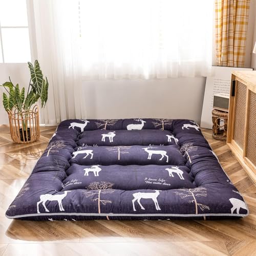MAXYOYO Cartoon Deer Printed Japanese Floor Mattress Futon Mattress, Floor Lounger Pillow Bed Thick Tatami Mat Dormitory Mattress Pad, Queen Size by MAXYOYO - Used condition - US$169.89