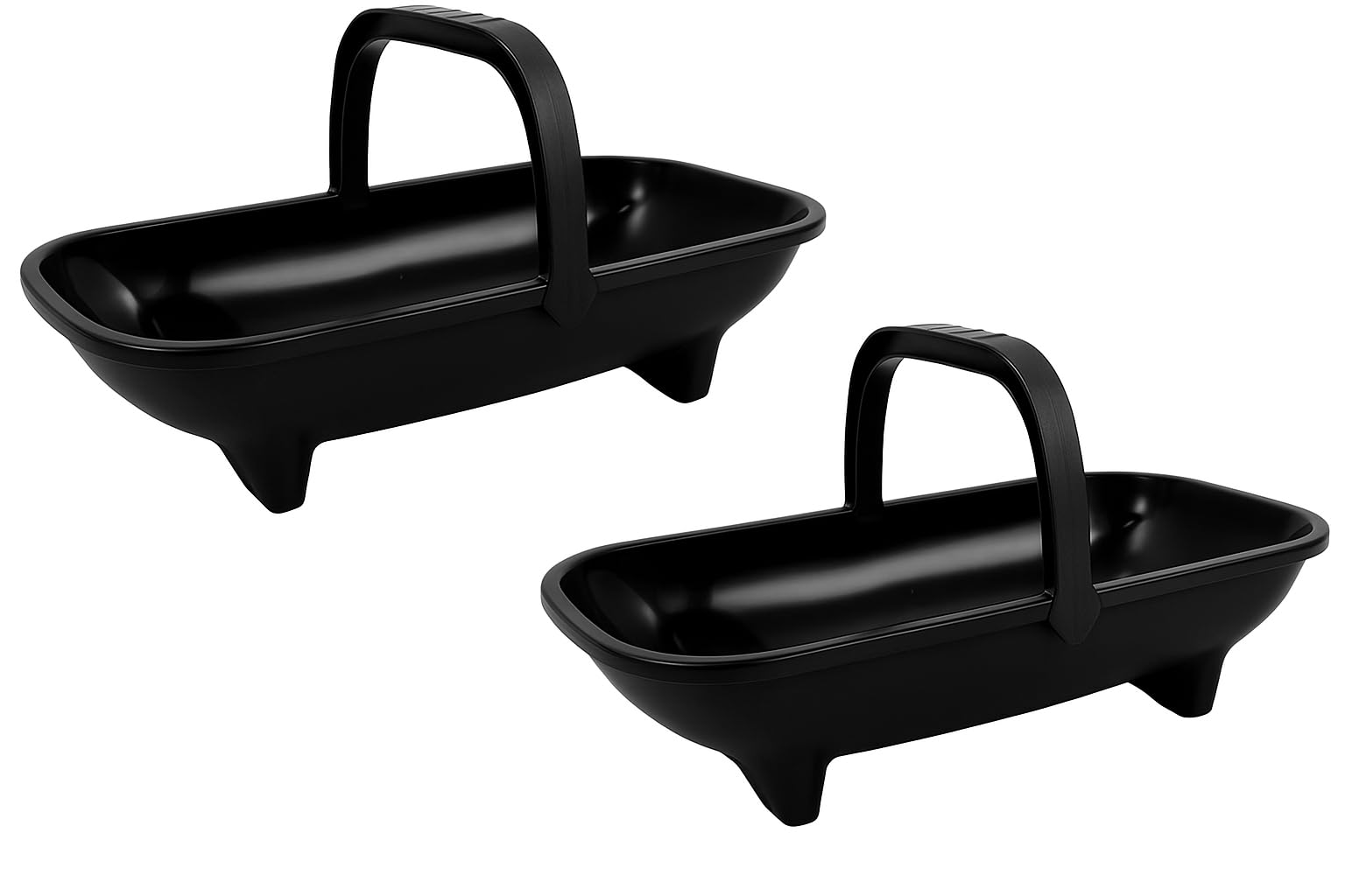 Muddy Hands Pack of 2 - Black Plastic Garden Trug with Carry Handle – Ideal for Carrying Garden Tools, Harvesting Vegetables & Collecting Flowers – Durable & Easy to Clean – 53cm x 29cm x 14cm