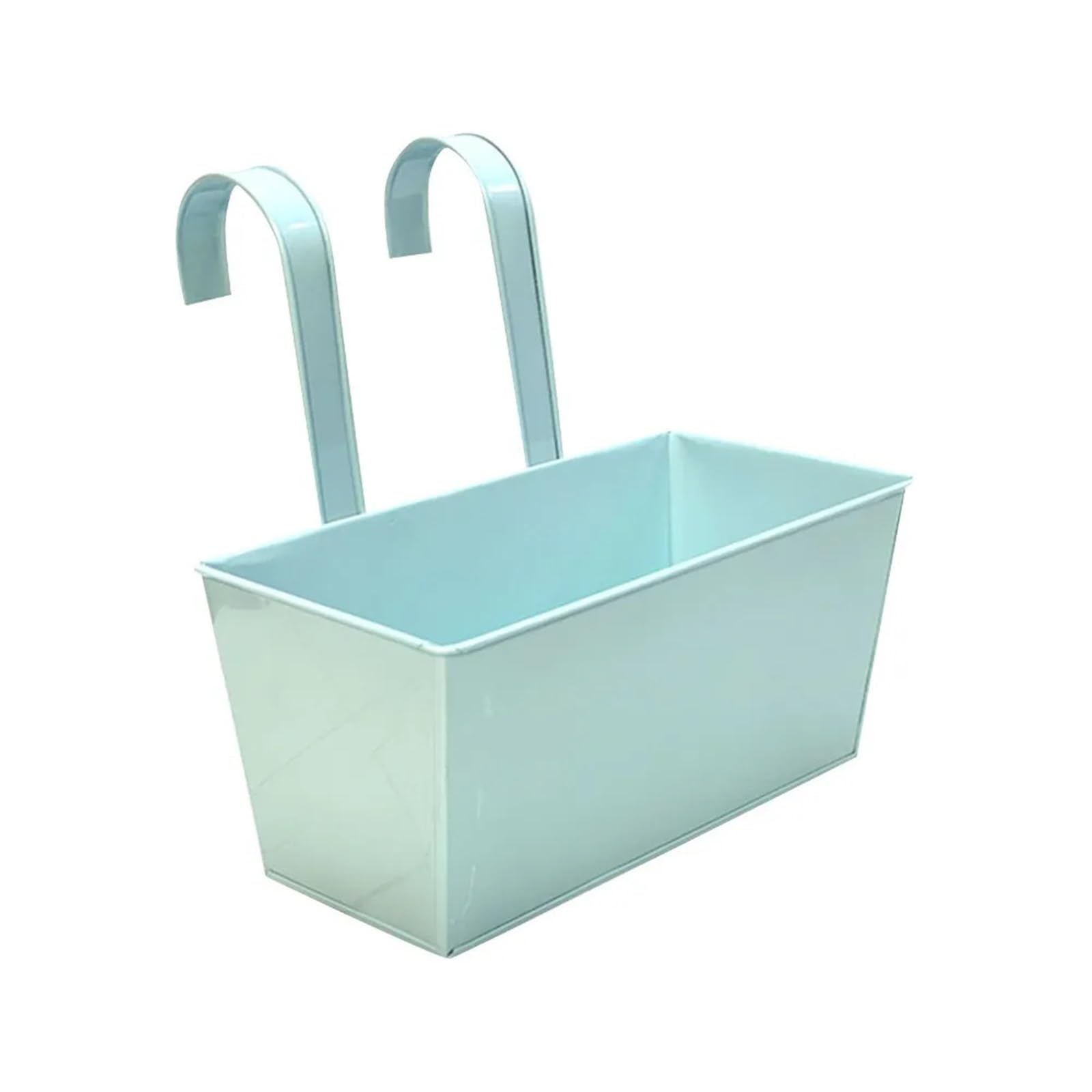 RTBVGHJIK 2pc Iron Outdoor Plants Planter Rustproof Weather-Resistant Wall Mount Window Box Fence Buckets Hanging Flower Pots for Outdoor Plants(Light Blue)