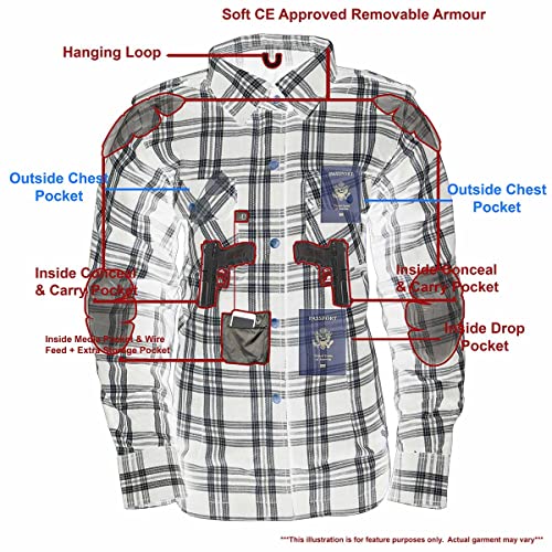 Image of Milwaukee Leather Women's Motorcycle Plaid Armored Flannel Riding Shirt with Aramid Fiber Reinforced and CE Armor