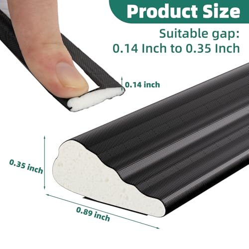 Weather Stripping Door Seal, 196 inch*3 Pack Wedge Seal Strip for Windows, PU Foam Tape Seals, Soundproofing, Insulation Strip for Winter, Door Gap Filler for Door Frame- Black - Thumbnail 6