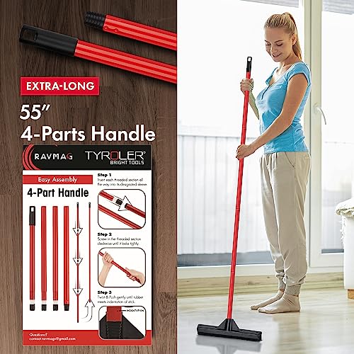 Ravmag Gummibesen und Rakel, 33 cm, 100% Naturkautschuk, rostfreier 4-teiliger Griff, für Haustier- und Echthaar, für Innen- und Außenbereich, Teppiche, Boden, Deck. Wasserabweisend und waschbar