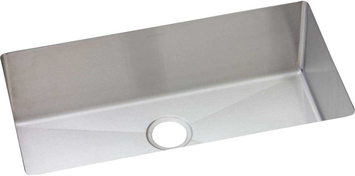 Elkay Crosstown EFRU311610T 33" - 10" Depth Single Bowl Undermount Stainless Steel Kitchen Sink, Polished Satin