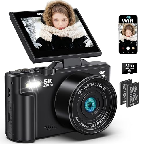 5K Digital Camera for Photography - 75MP WiFi...