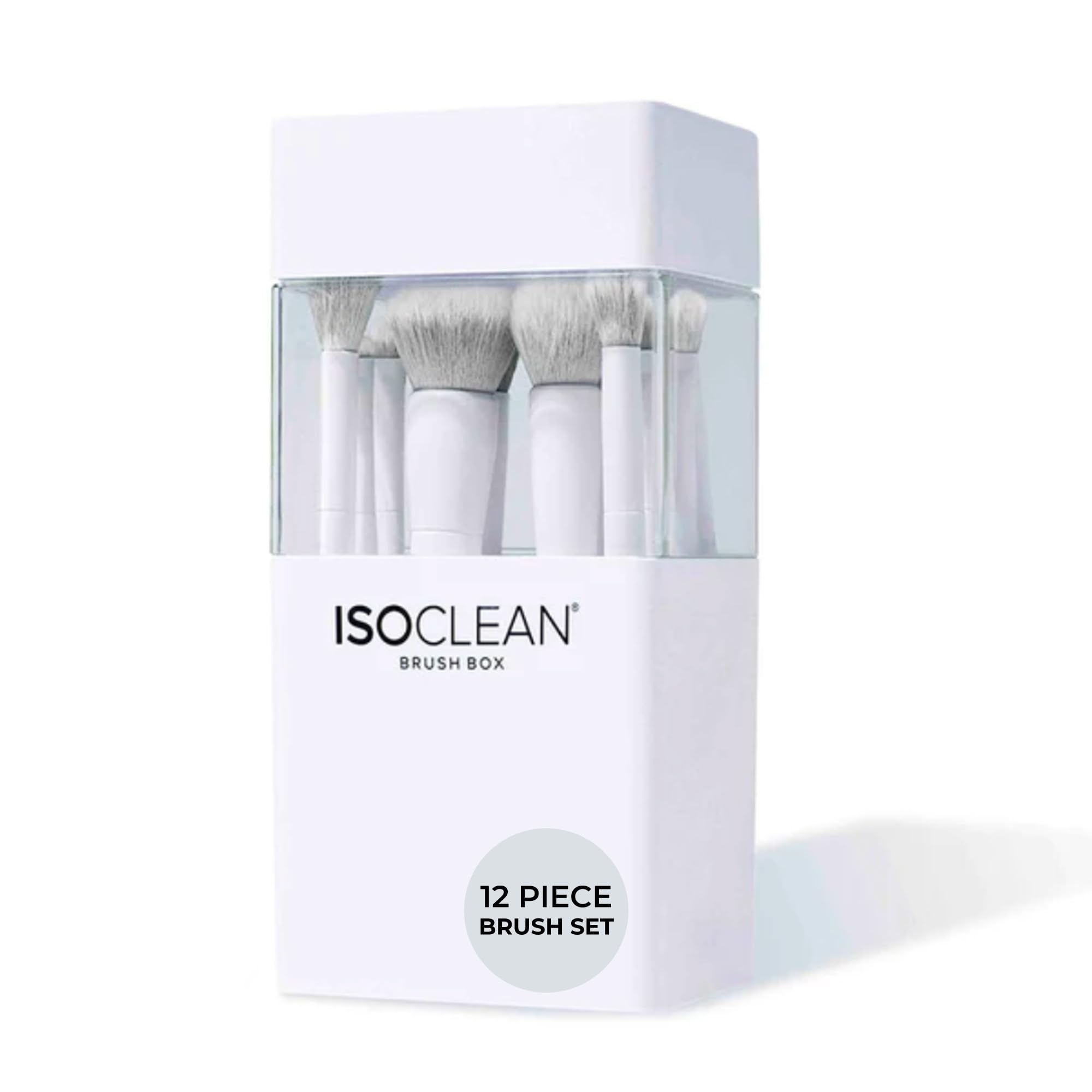 IsocleanMakeup Brushes, 12 Piece Creator Brush Collection with Brush Box, MUA Professional Grade Makeup Brushes for Foundation, Eyebrows, Eyeliner, Eyelids, Eye Shadow, Powder, Concealer, Highlighter