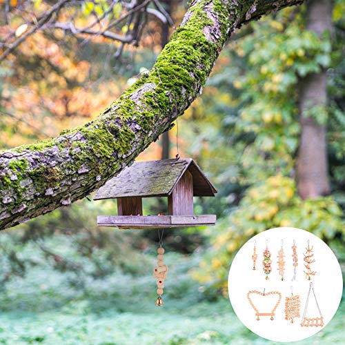 8 unidades kit de brinquedos para papagaio, pássaro, animal de estimação, escada suspensa de madeira