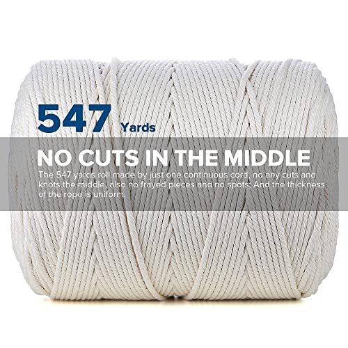 Venroii Macrame Cord 4Mm X 547Yards, 100% Natural Cotton Macrame Craft Rope, 4 Strand Twisted Soft Cotton Cord For Handmade Wall Hanging, Dreamcatcher, Plant Hangers, Knitting, Craft Cord #TOP3