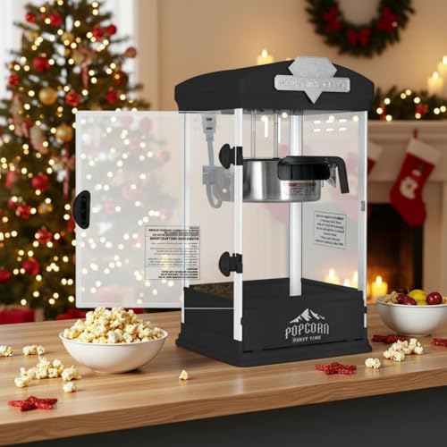 Image of Commercial Popcorn Machine, 8 Oz Portable Popcorn Makers with Warming Deck, Tabletop Pop Corn Popper with Measuring Cup and Spoon, for Home, Birthday Parties, Theater, School Events, Black