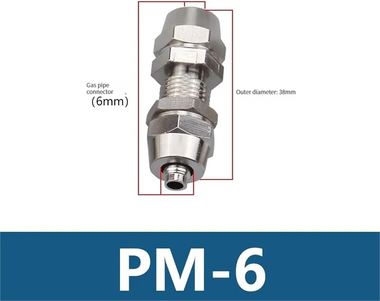 PM Copper Pneumatic Quick Connector Hose Tube OD 4MM 6MM 8MM 10MM 12MM Joint Connection 1Pcs(PM6)