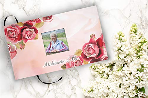 Image of Rose Celebration of Life Funeral Guest Book for Memorial Service