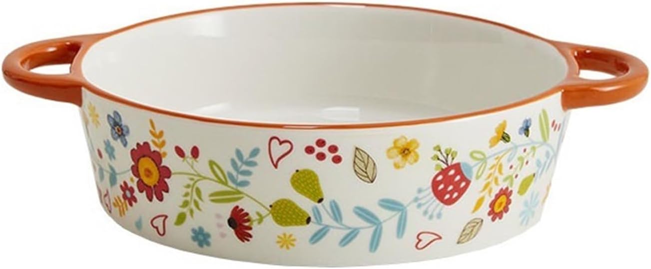 Lasagna Pans Double Ear Ceramic Baking Dish Rustic Style Cheese Baking Dish Microwave Oven Special Bowl Large Lasagne Dish,