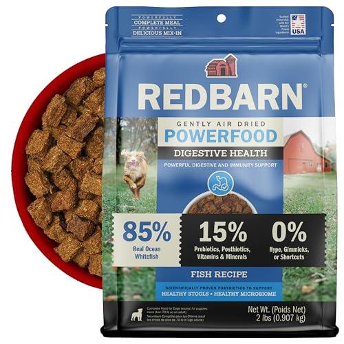 Redbarn Powerfood Air Dried Dog Food 2 lbs - High Protein Ocean Whitefish for Sensitive Stomach & Digestive Health - Premium Pet Food with Prebiotics & Postbiotics