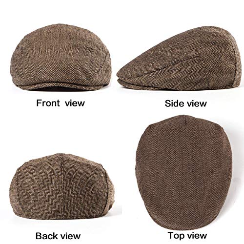 Image of LADYBRO 2 Pack Newsboy Hats for Men Wool Scally Cap Mens Flat Cap, Stylish Winter Cap for Man - Monkey Cap & Beanie Cap for Men