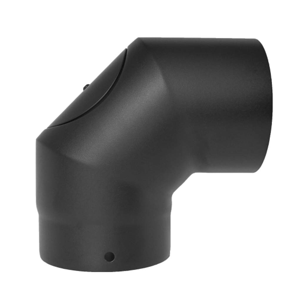Vit Smooth Black Stove Pipe - 150Mm (6Inch) Vitreous Enamel 90 Degree Elbow With Door Award Winner 12 Year Warranty