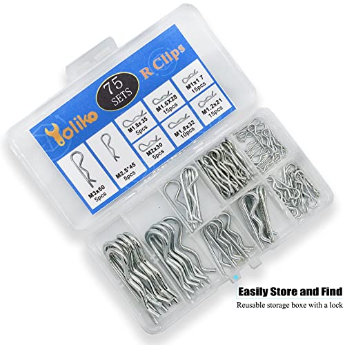 Image of 75 Pcs Hitch Pin Clip R Clips Retaining Pins Tractor Cotter Pin Hair Pin Assortment Spring Clip Retainer Pins Hitch Keeper Pins Kit for Dolly Pins /Trailer Pin Clips /Hand Ttruck Pin Replacement