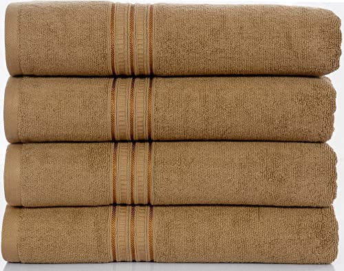 Dsard Bathroom Towels Set Of 4,100% Pure Cotton Towels For Bathroom, 600 Gsm Towels Set, 27X54 Soft & Absorbent, Premium Luxurious Bath Towels Brown Gold #TOP5