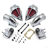 HONGK- Chrome Dual Spike Air Cleaner Red Filter Kit Intake Compatible with Suzuki Boulevard M109R [B0795CWKLL]