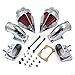 HONGK- Chrome Dual Spike Air Cleaner Red Filter Kit Intake Compatible with Suzuki Boulevard M109R [B0795CWKLL]
