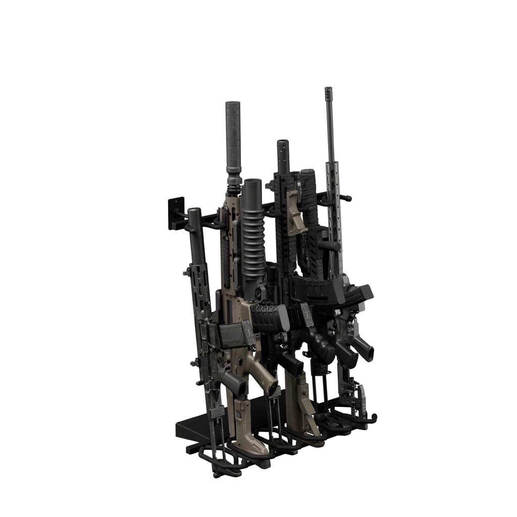 Hold Up Displays - Gun Rack and Rifle Storage Holds 6 Winchester Remington Ruger Firearms and More - Heavy Duty Steel - Made in The USA