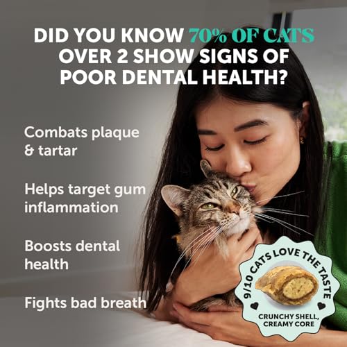 Image of Fresh Breath Dental Bites for Cats - Crunchy & Creamy Cat Dental Treats for Fresh Breath, Tartar & Plaque Control - Dual-Texture Cat Oral Care Bites for Bright Teeth & Healthy Gums - 90 Day Supply