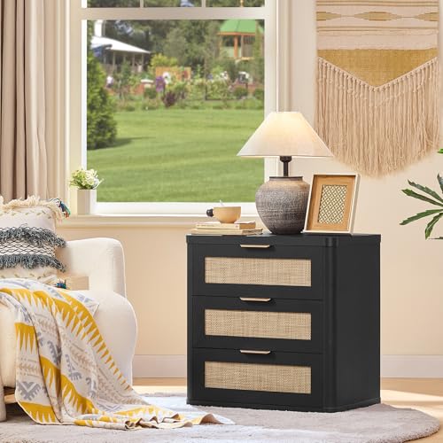 Image of LEYAOYAO Rattan 23 inch Nightstands with Drawers for Bedroom
