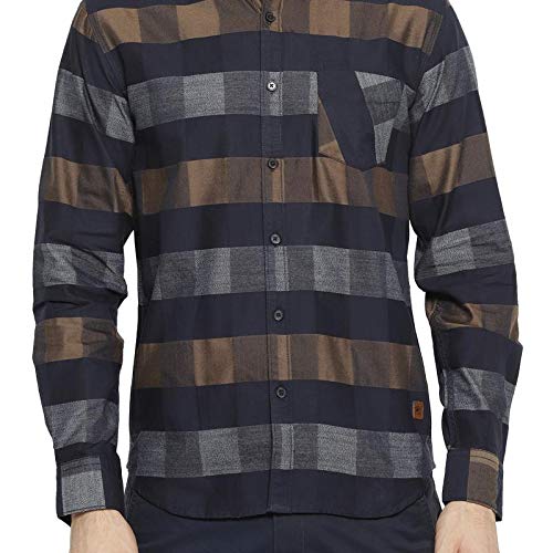 Image of CAHOOT Cotton Men Checkered Multicolour Button Up Collared Shirt for Casual Wear Crafted with Regular Sleeve Comfort Fit High Performance Everyday Large