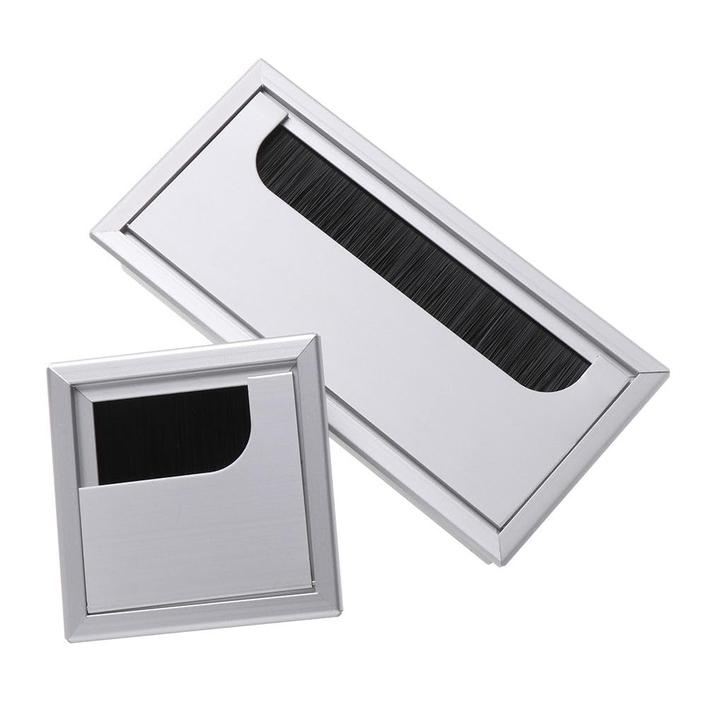 Metalowa przelotka na biurko, osłona drutu ze stopu aluminium 80 x 80/160/275 mm do komputera, pudełka, biurka, stołu, kabla (srebrna, 80x275mm)